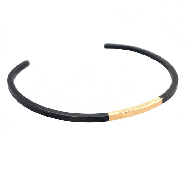 Skinny Color-Block Cuff in Black Silver and gold