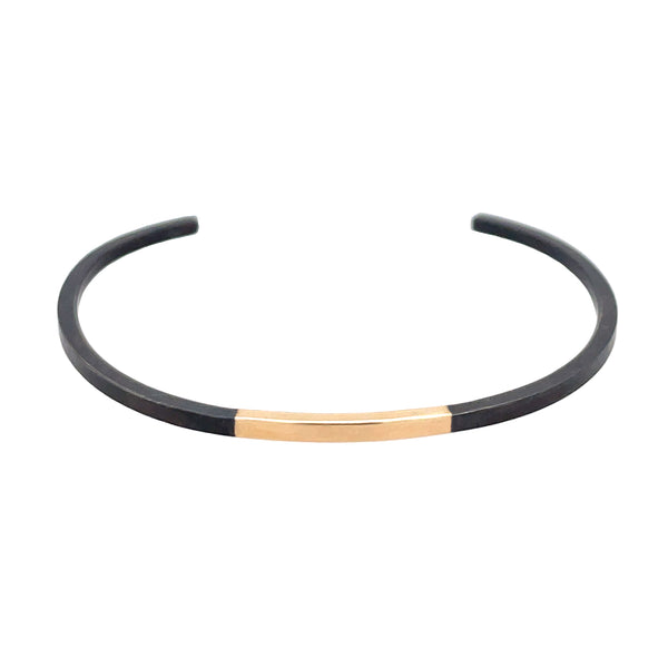 Skinny Color-Block Cuff in Black Silver and gold