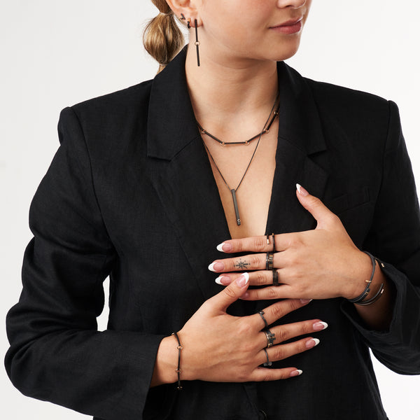 Bar Necklace with Black Diamond