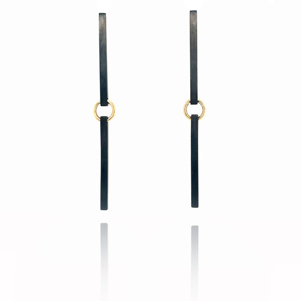 Connections Earrings in Black Silver and Gold