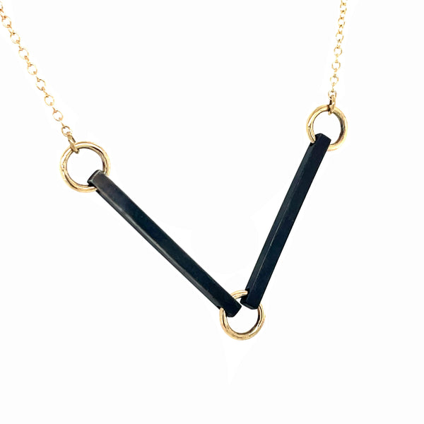 Connections Mini  Necklace in Black Silver and Gold