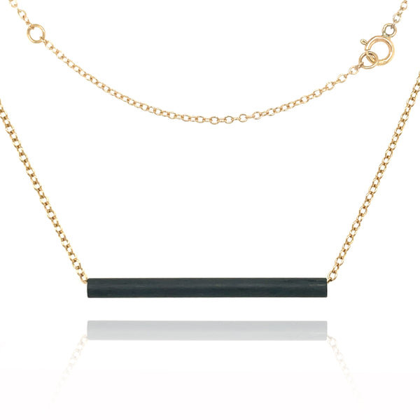 Skinny Tube Necklace in Gold and Black Silver