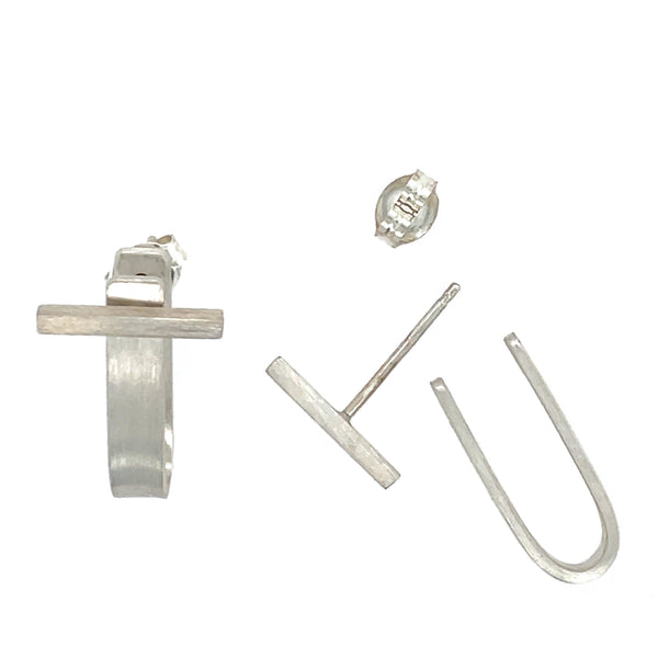 Tiny Bar Earrings with U Jacket
