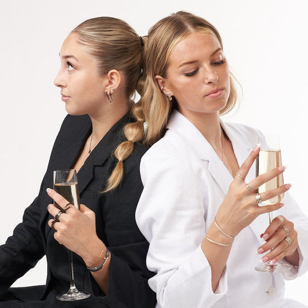 Tiny Bar Earrings with U Jacket