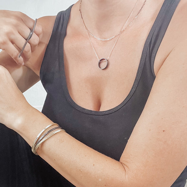 Gold and Black Silver Circle Necklace
