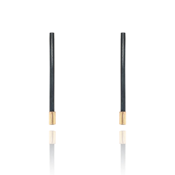 Long Serra Earrings in Gold and Black Silver