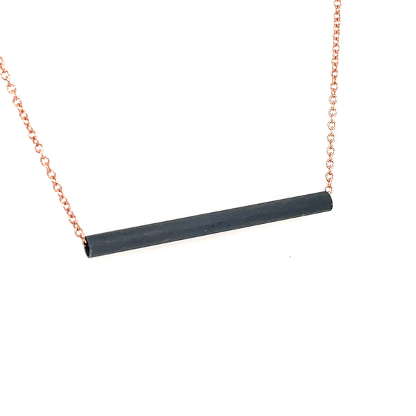 Skinny Tube Necklace in Gold and Black Silver