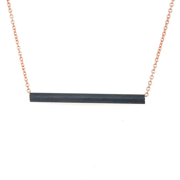 Skinny Tube Necklace in Gold and Black Silver