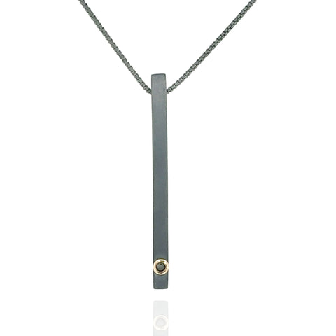 Bar Necklace with Black Diamond