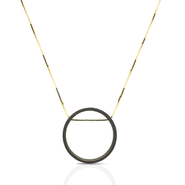 Gold and Black Silver Circle Necklace