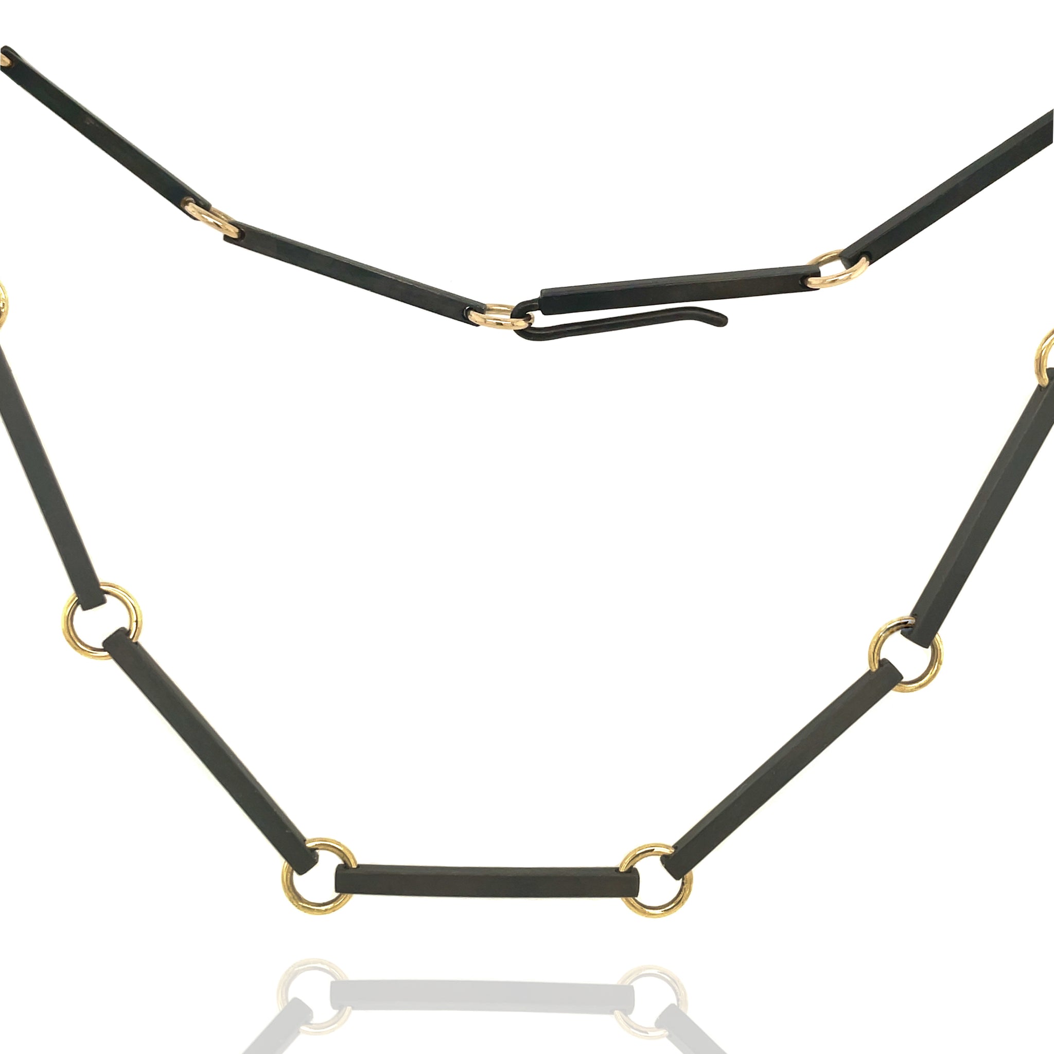 Connections Collar Necklace in Black Silver and Gold