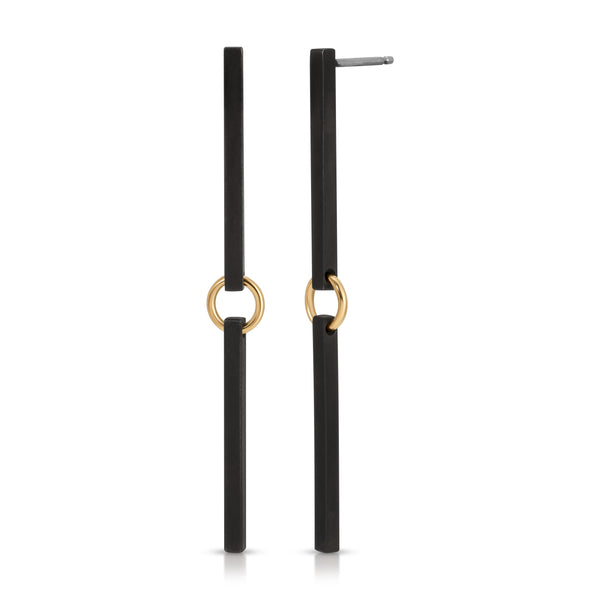 Connections Earrings in Black Silver and Gold