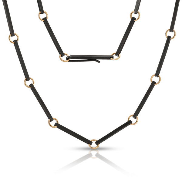 Connections Collar Necklace in Black Silver and Gold