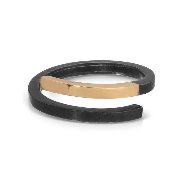 Nesting Wrap Ring in Blackened Silver and 14K Gold