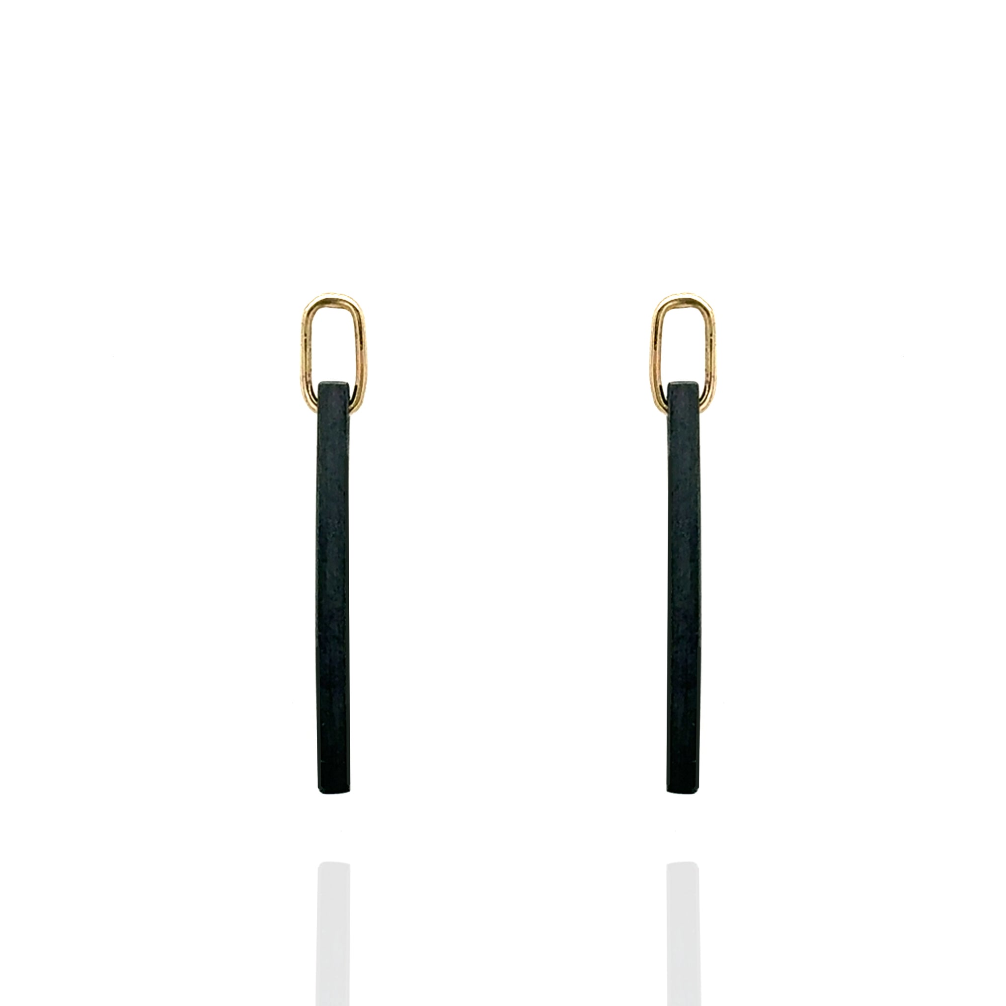 Slim Connections Earrings in Oxidized Silver and Gold