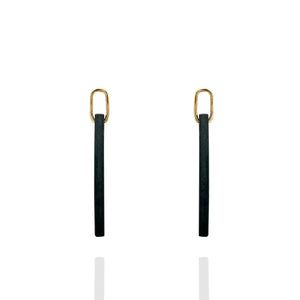 Slim Connections Earrings in Oxidized Silver and Gold