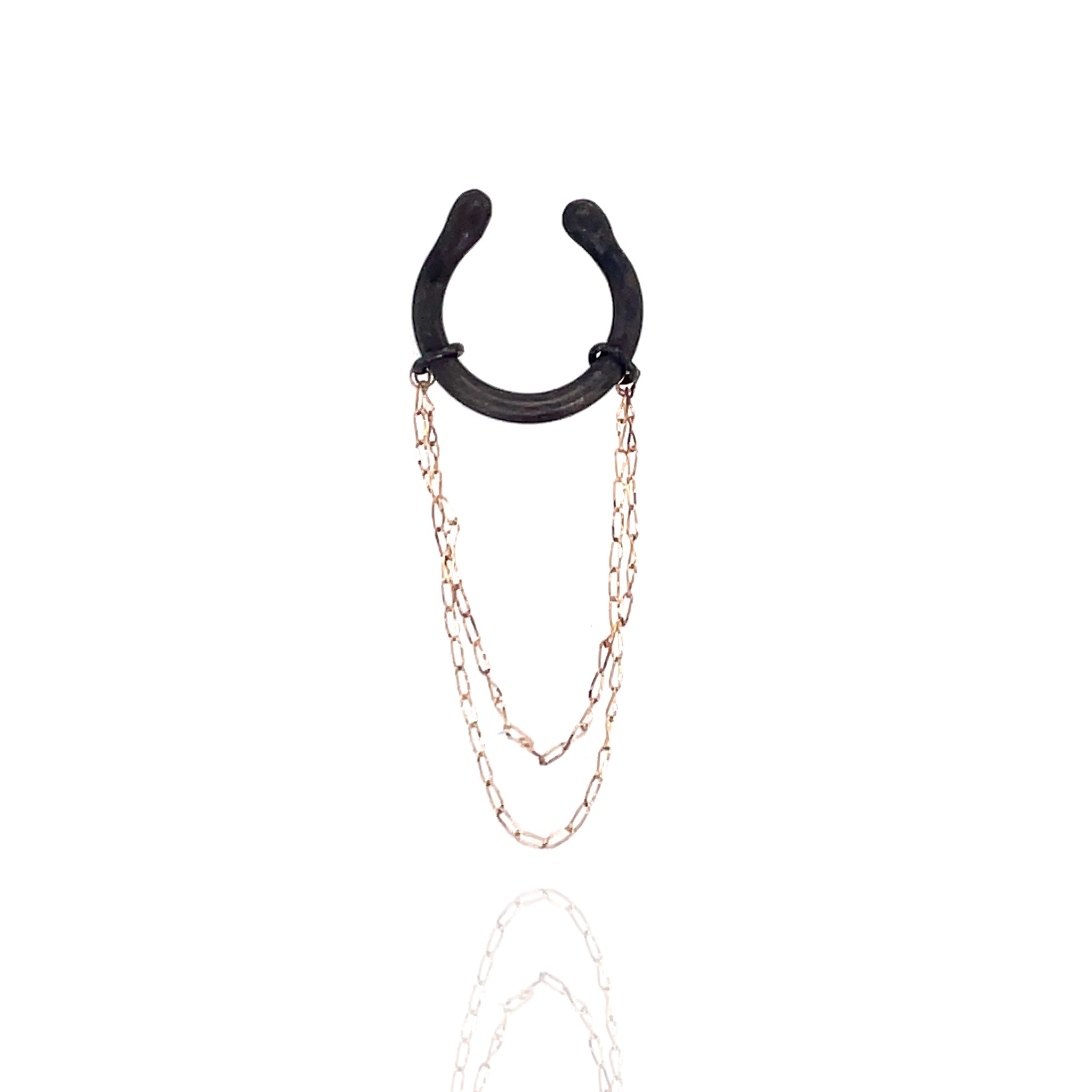 Double Chain Ear Cuff in Black Silver and Gold