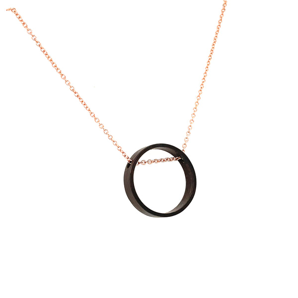 Gold and Black Silver Circle Necklace