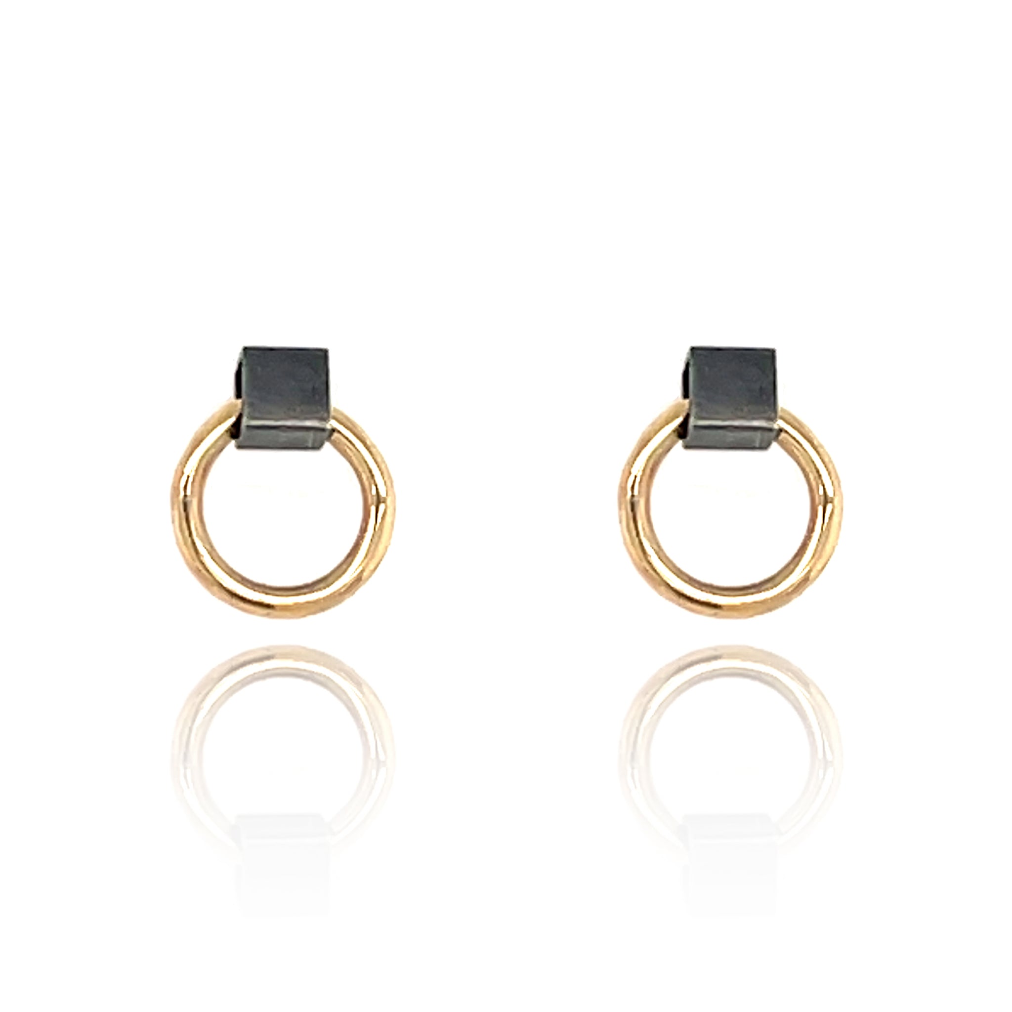 Mini City Earrings in Gold and Black Silver