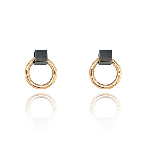 Mini City Earrings in Gold and Black Silver
