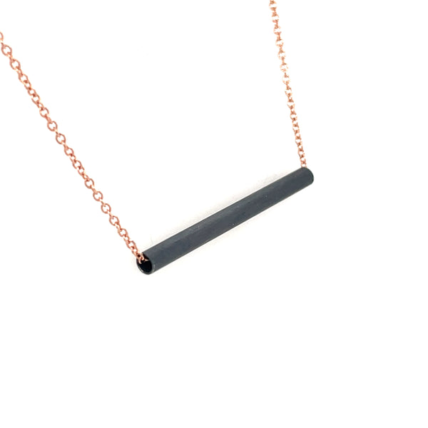 Skinny Tube Necklace in Gold and Black Silver