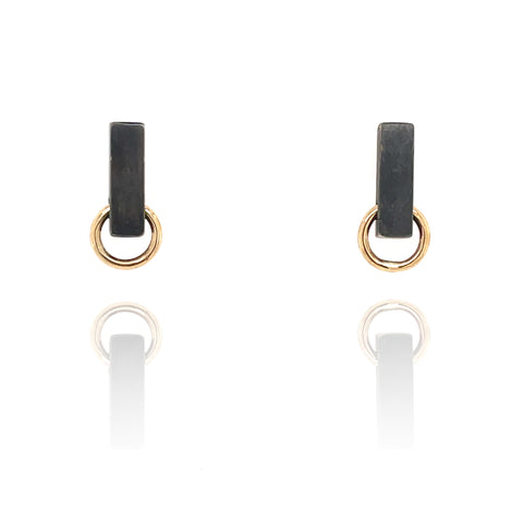 Small City Earrings in Gold and Black Silver