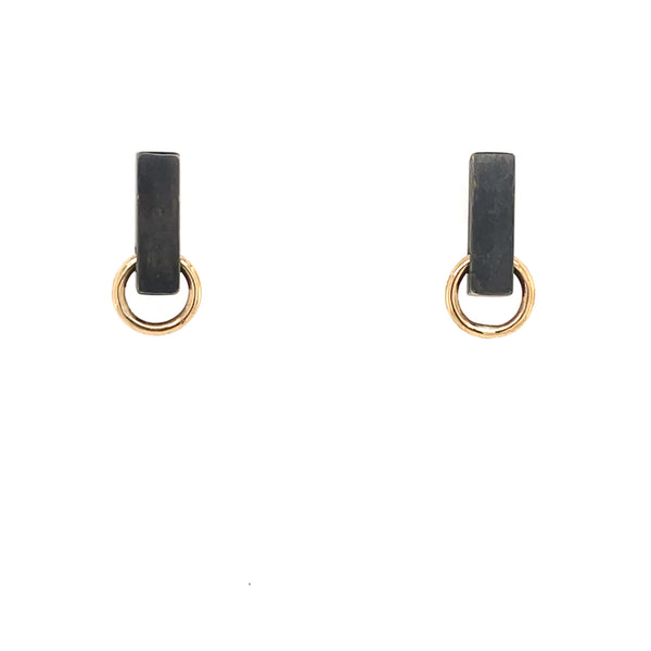 Small City Earrings in Gold and Black Silver